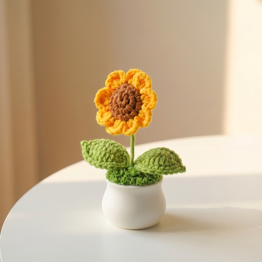 Sunflower crochet pot